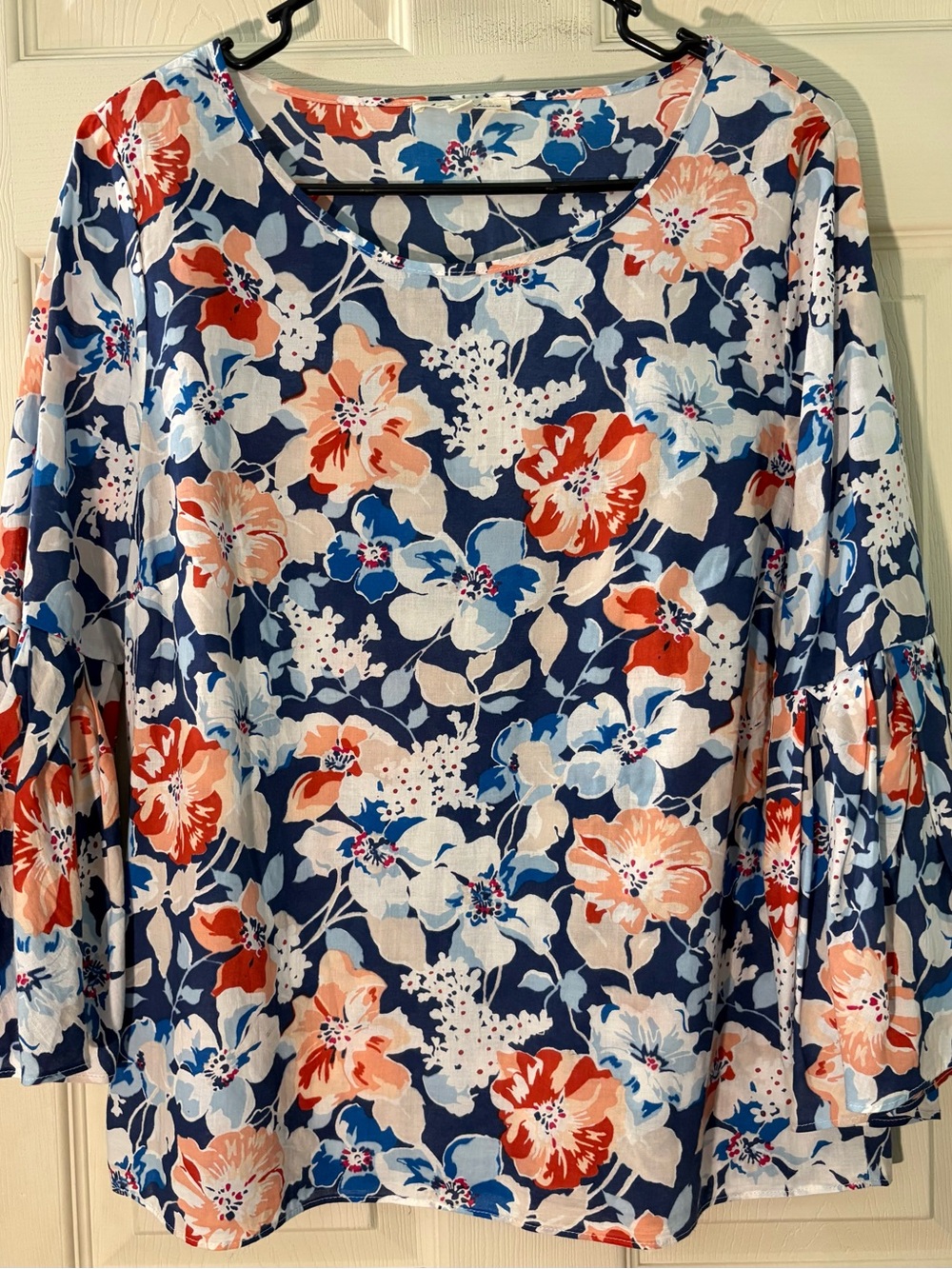Jane and Delancey Floral Bell Sleeve Boho Blouse - Size Medium